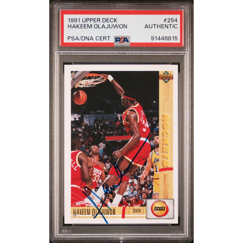 1991 Upper Deck #254 Hakeem Olajuwon AUTO PSA/DNA Authentic Houston Rockets